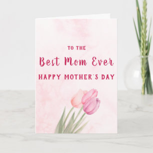 Cartão Melhor Mãe de Todos os Tempos Rosa Suave Floral Di