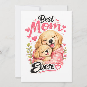 Cartão Melhor Mãe do Mundo Cachorro Fofa Mãe e Filhote An