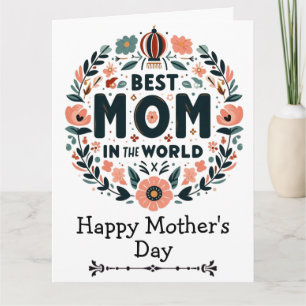 Cartão Melhor Mãe do Mundo Coroa Floral - Dia das Mães