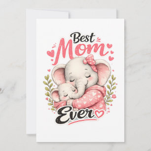 Cartão Melhor Mãe do Mundo Elefante Fofinho Animal Mãe e