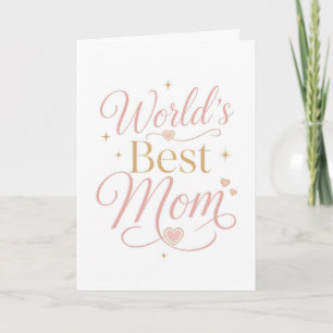 Cartão Melhor Mãe do Mundo Tipografia Rosa Ouro Elegante