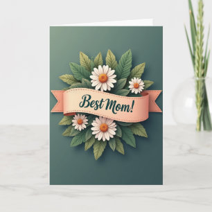 Cartão Melhor Mãe Floral Turquesa