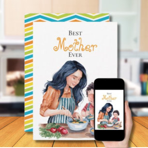 Cartão Melhor Mãe Nunca Mãe E Criança De Arte Por Aquarel