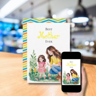 Cartão Melhor Mãe Nunca Mãe e Design de Momento de Vincul