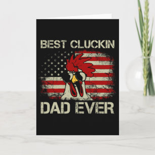 Cartão Melhor Pai Cluckin Já American Flag Pai de Frango