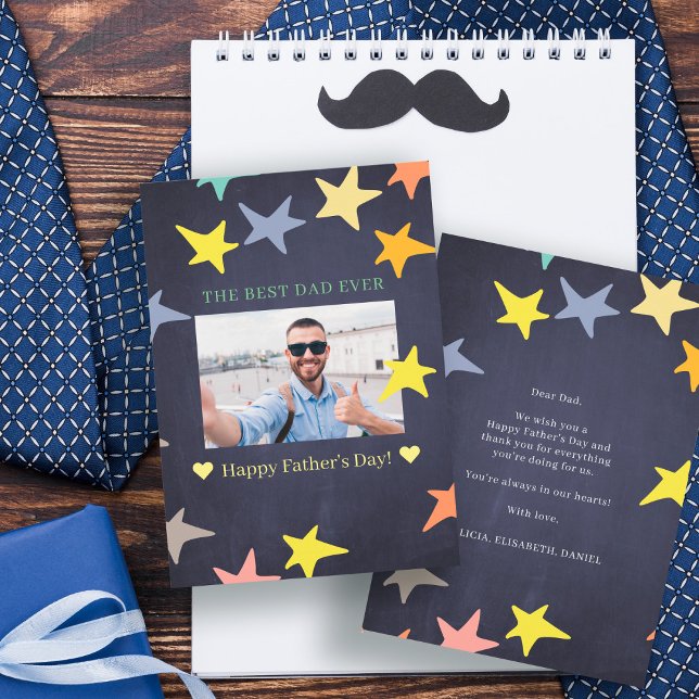 Cartão Melhor pai de fotos do Dia de os pais (Criador carregado)