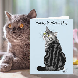 Cartão Melhor Pai de Gato de Todos os Tempos Tabby Pratea