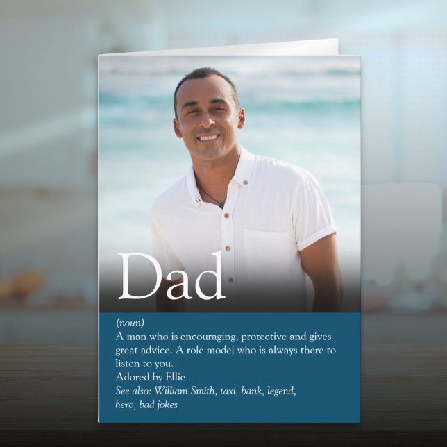 Cartão Melhor Pai de Todos Papai Definição Foto (Best Ever Dad Daddy Father Definition Photo Card)