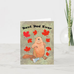 Cartão Melhor Pai do Mundo Castor Trabalhador Canadense P