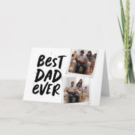 Cartão Melhor pai do mundo trendy duas fotos preto Dia do