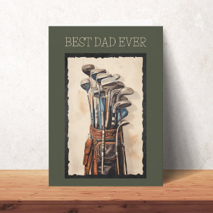 Cartão Melhor Pai do Mundo Verde Golfe Personalizado Feli