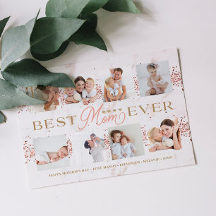 Cartão Melhor Placa de Colagem de Fotos do Rosa Glitter 8