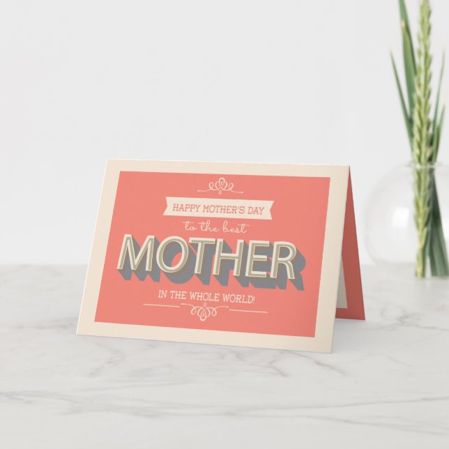 Cartão Melhor placa de Dia de as mães da mãe (Frente)