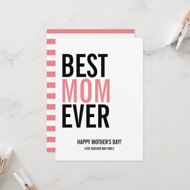 Cartão Melhor placa de Dia de as mães da Mãe Nunca (Frente/Verso In Situ)