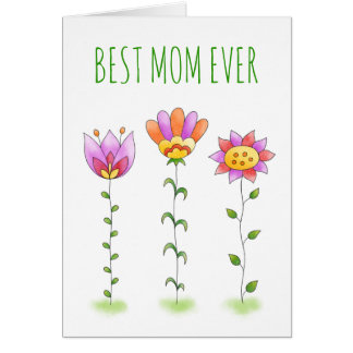 Cartão Melhor Placa de Dia de as mães de Flores de Aquare