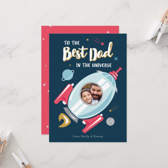 Cartão Melhor placa de Dia de os pais do Universo (Frente/Verso In Situ)