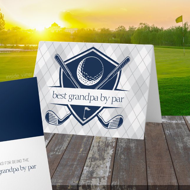 Cartão Melhor Por Par Personalizado Azul Marinho Golfe Do (Golf Best by Par Best in the Game Folding Gift Greeting Card for Him or Her)
