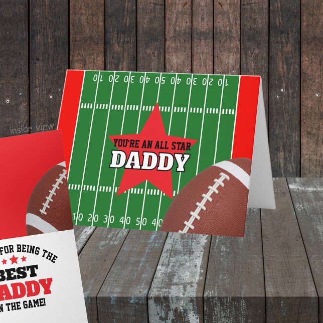 Cartão Melhor presente personalizado de futebol (All Star Best in the Game Folding Greeting Card for Dad, Grandpa, Coach or anyone!  Great for Father)