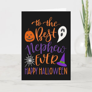 Cartão Melhor sobrinho do Dia das Bruxas em Laranja e Rox