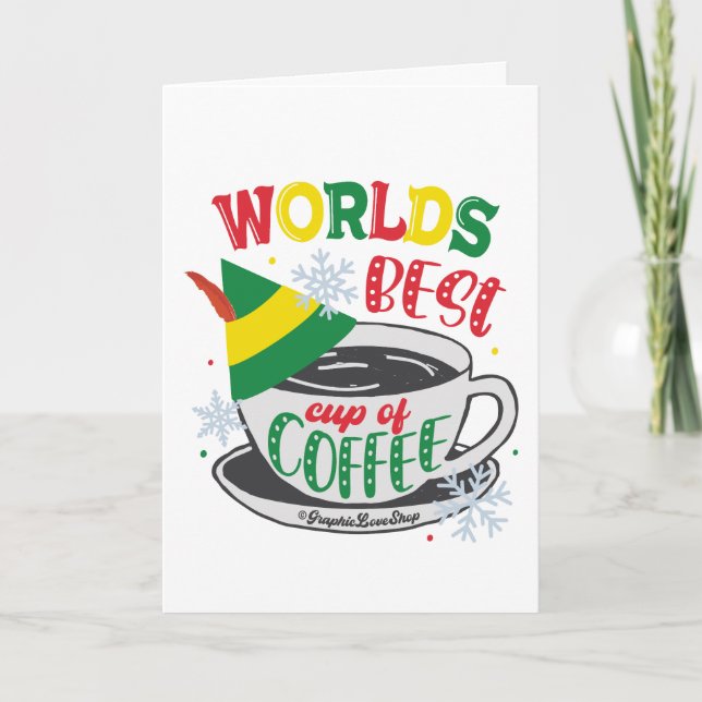 Cartão Melhor Taça de Café de Natal © GraphicLoveShop (Frente)