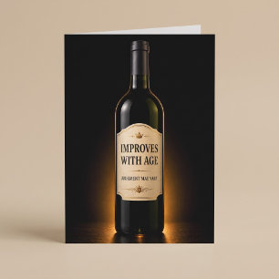 Cartão Melhora Com a Idade Piada Vinho Aniversário