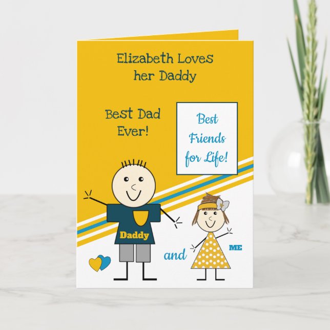 Cartão Melhores Amigos para o Pai Life e meu azul amarelo (Frente)