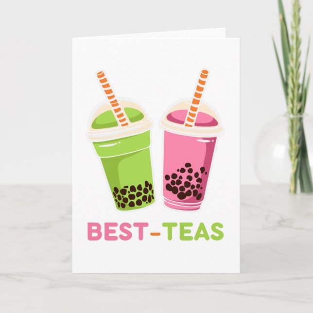 Cartão Melhores chás kawaii boba bubble tea melhores amig (Frente)