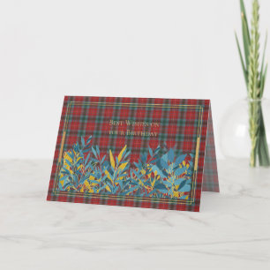 Cartão Melhores Desejos de Aniversário no Tartan da Colúm