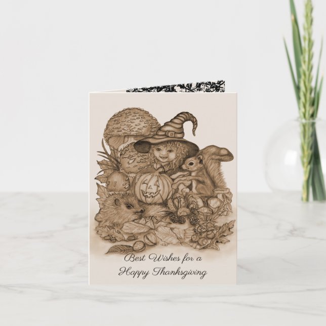 Cartão Melhores Desejos para uma Feliz Ação de Graças (Frente)