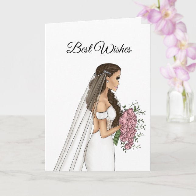 Cartão Melhores Desejos Simples Noiva de Casamento (Orquídea)