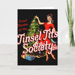Cartão Membro Orgulhoso da Sociedade Tinsel Dama Natal Di