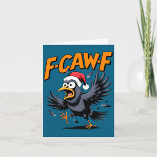 Cartão Meme de Citação de Corvo F-caw-f - Corvo de Natal