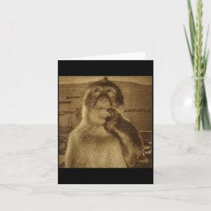 Cartão Meme do Macaco Pensativo Vintage Retro