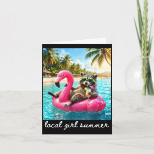Cartão Meme engraçado de verão de guaxinim mulheres menin