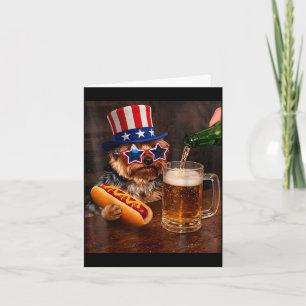 Cartão Meme engraçado de yorkie bebendo cerveja hotdog 25