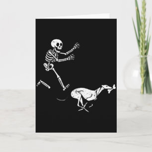 Cartão Meme Engraçado Greyhound Correndo Esqueleto Hallow