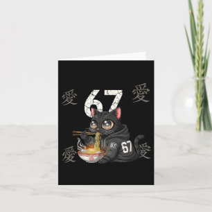 Cartão Meme Retro 67 Seis Sete 6 7 Gato Ramen Japonês Kaw