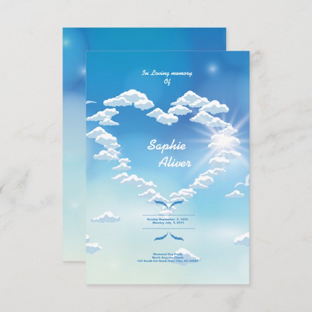 Cartão memorável fúnebre da oração (Frente/Verso)