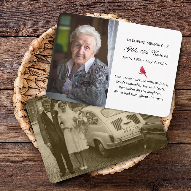 Cartão Memorial 2 Foto Cardinal (Memorial Card 2 Photo Cardinal)