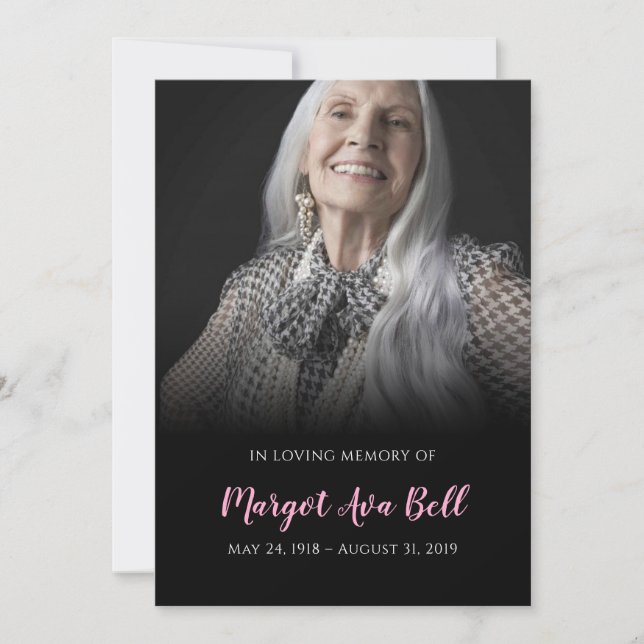 Cartão Memorial Clássico Preto e Rosa (Frente)