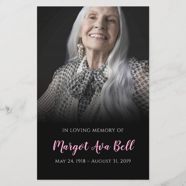 Cartão Memorial Clássico Preto e Rosa | 5,5 x 8,5" (Frente)