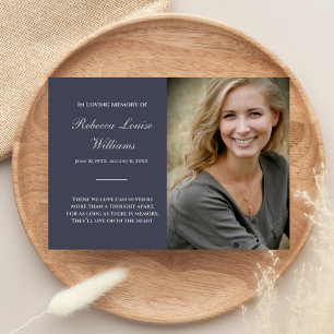 Cartão Memorial Com Cinza Azul Funeral Fotográfica