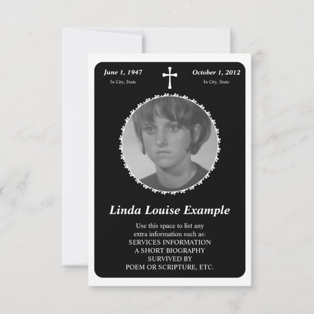 cartão memorial : cruz elegante (Frente)