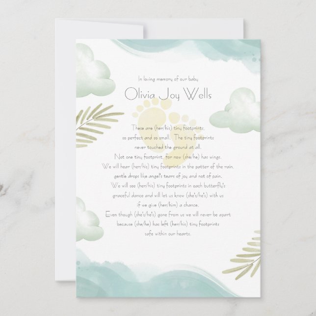 Cartão Memorial De Bebês (Frente)