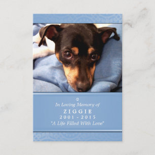 Cartão Memorial De Cão De 3,5" x 5" - Foto Azul 