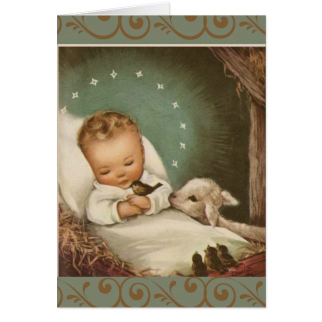 Cartão Memorial de oferecimento da massa de Jesus do bebê (Frente)