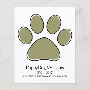 cartão memorial de perda de animais de estimaçã