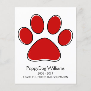 cartão memorial de perda de paw oddRex