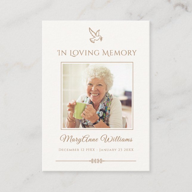 Cartão Memorial de Simpatia Funeral Bird (Frente)