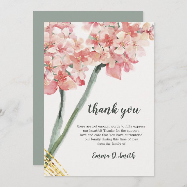 Cartão Memorial de Simpatia Rosa Elegante Floral (Frente/Verso)